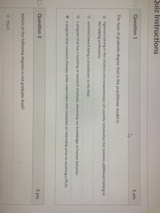 Solved uiz Instructions Question 1 5 pts The type of | Chegg.com