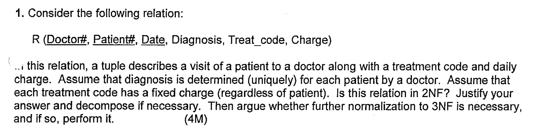 Solved 1. Consider the following relation: R (Doctor\#, | Chegg.com