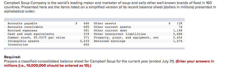 Solved Campbell Soup Company Is The World's Leading Maker | Chegg.com