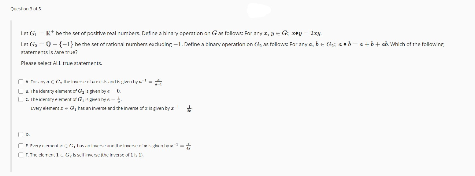 Solved Question 3 Of 5 Let G1 R Be The Set Of Positive Chegg Solved Question 3 Of 5 Let G1 R Be The Set Of Positive Chegg