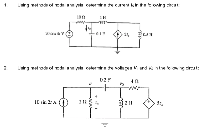 Solved 1. Using methods of nodal analysis, determine the | Chegg.com