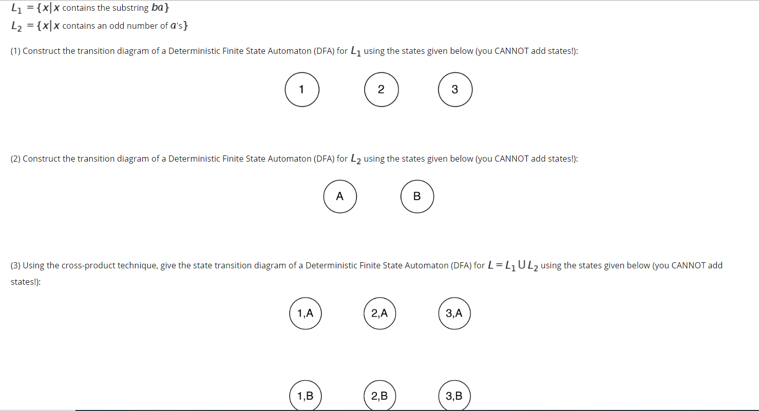 Solved Consider The Following Two Languages Over | Chegg.com