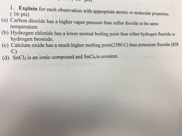 Solved Explain for each observation with appropriate atomic