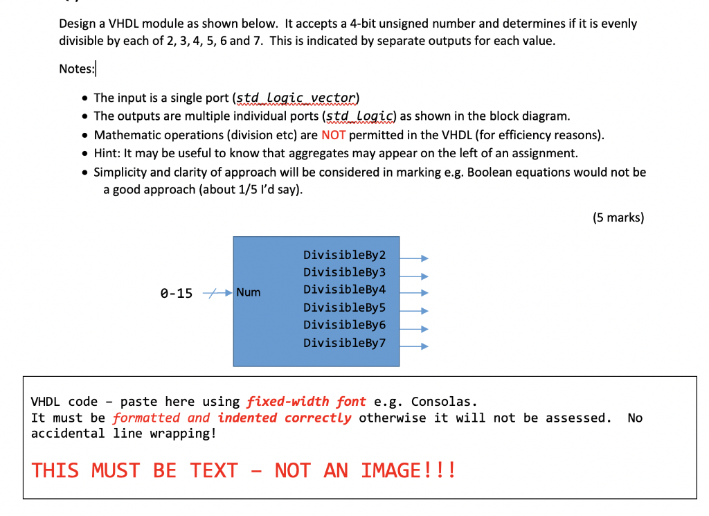 Design a VHDL module as shown below. It accepts a | Chegg.com