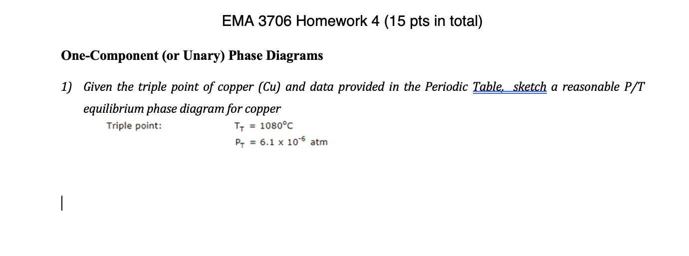 Solved equilibrium phase diagram for copper Triple point: | Chegg.com