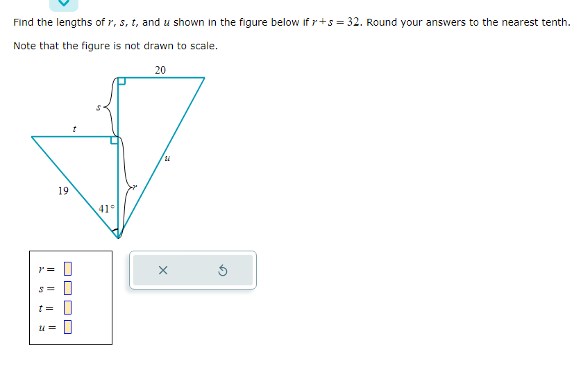 Solved Find the lengths of r,s,t, and u shown in the figure