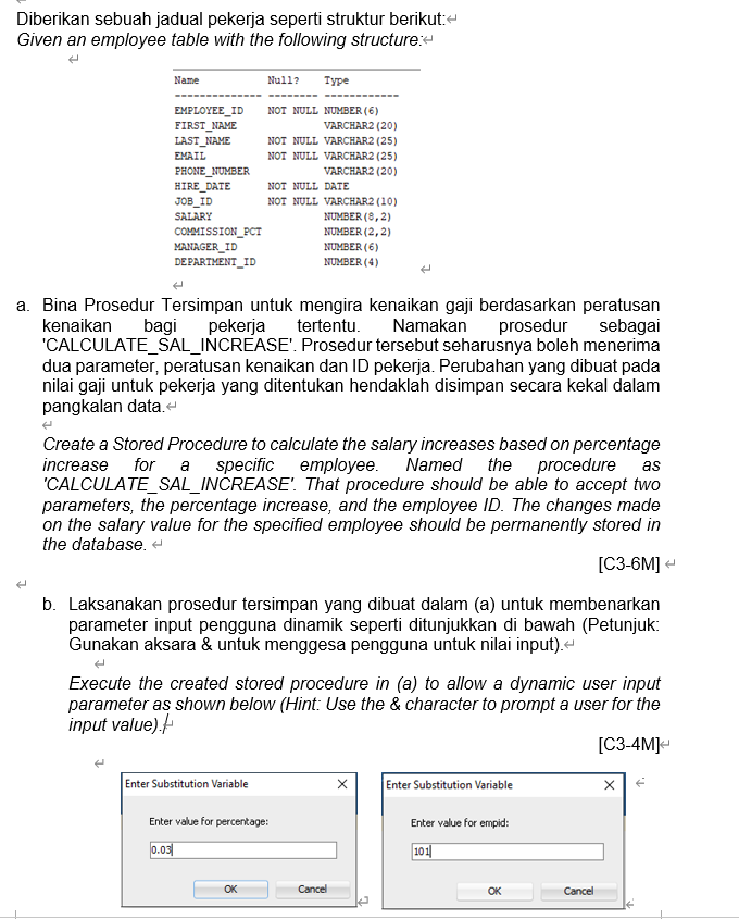 Solved Given an employee table with the | Chegg.com