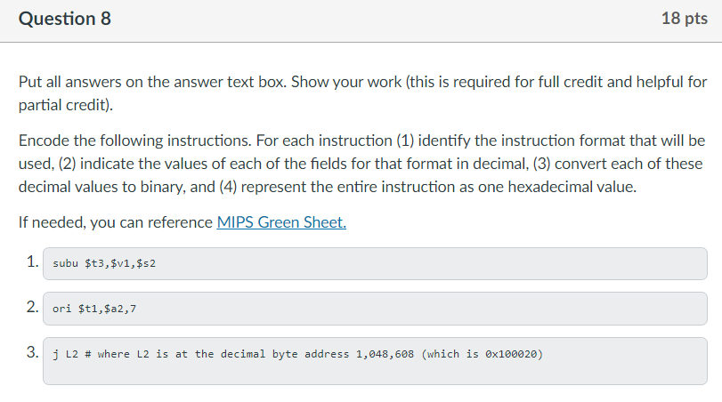Solved Put all answers on the answer text box. Show your | Chegg.com