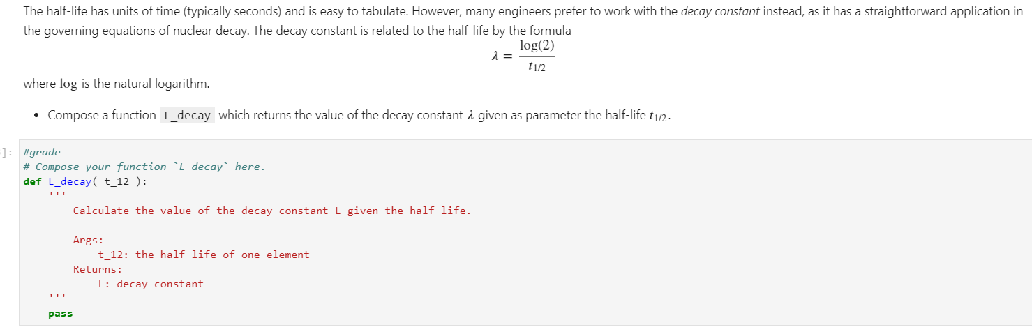 Solved The half-life has units of time (typically seconds) | Chegg.com