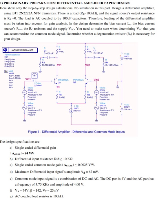 ) PRELIMINARY PREPARATION: DIFFERENTIAL AMPLIFIER | Chegg.com