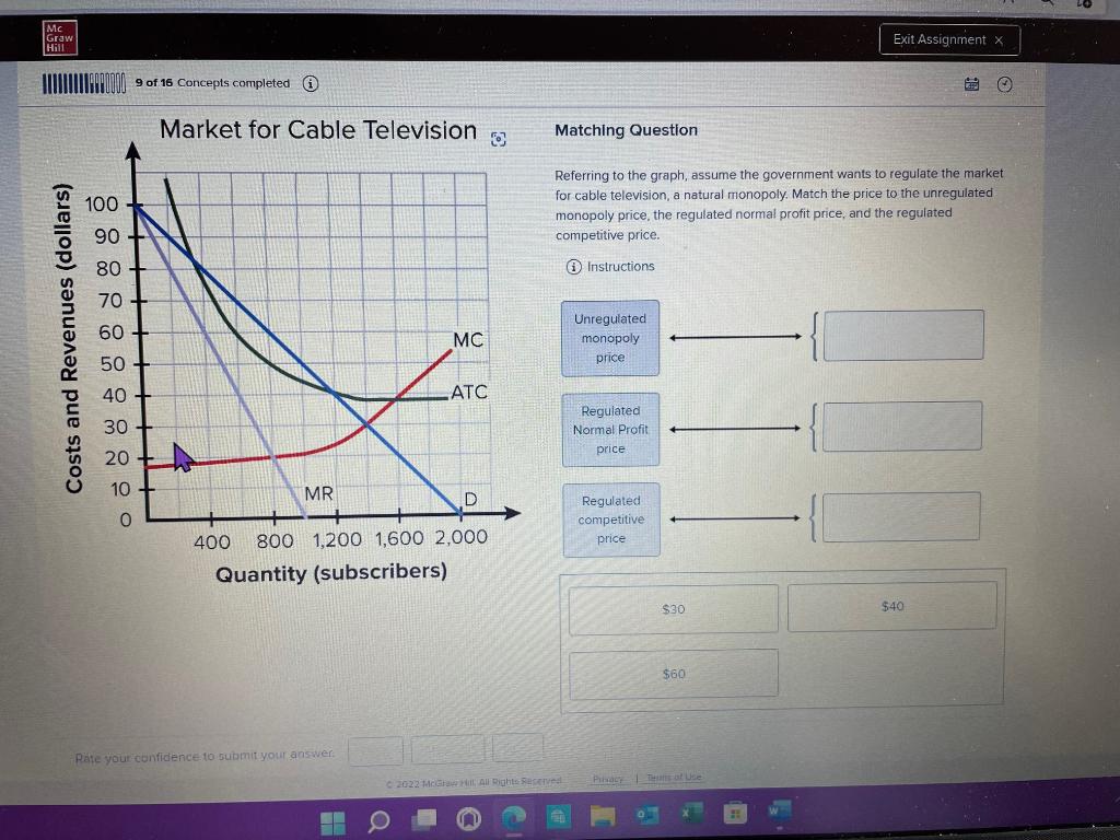 Solved Matching Question Referring to the graph, assume the