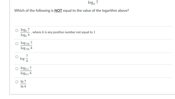 Solved log, 7 Which of the following is NOT equal to the | Chegg.com