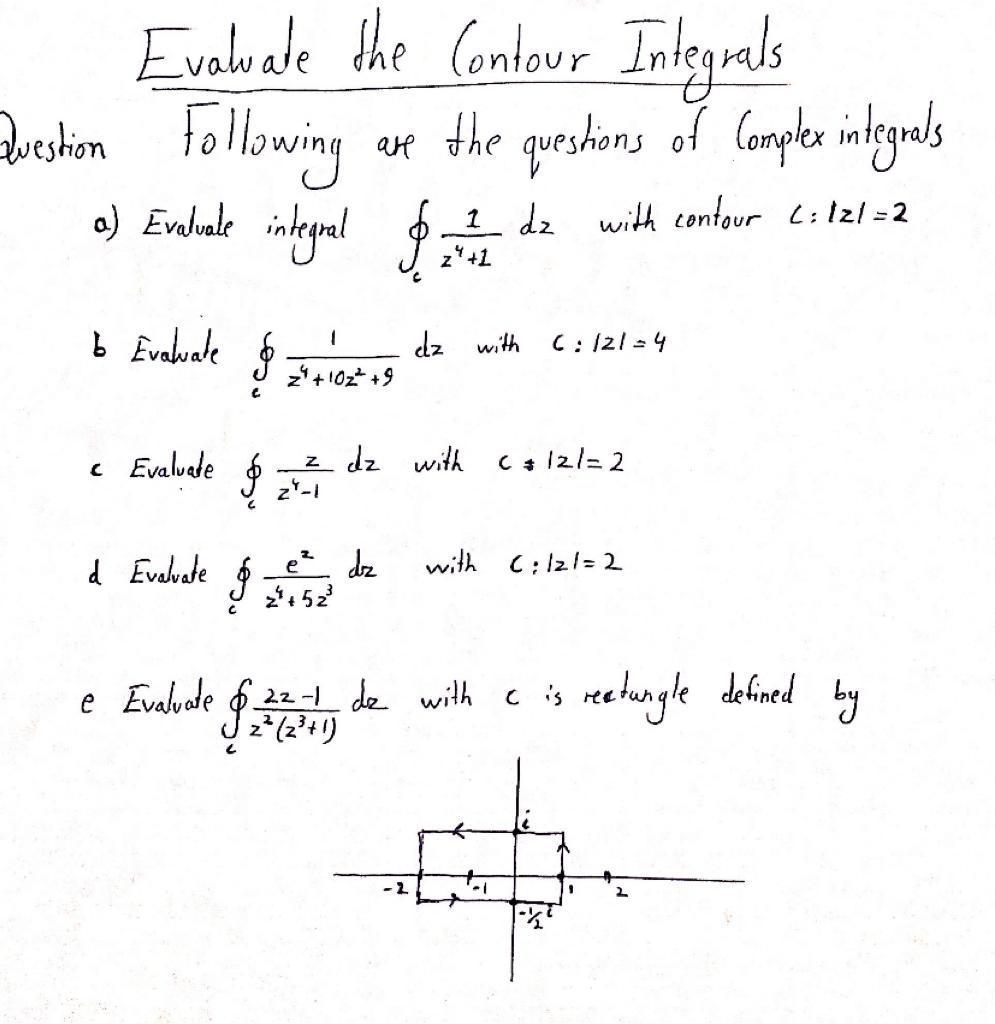 Solved Evaluate The Contour Integrals Question Following Are | Chegg.com