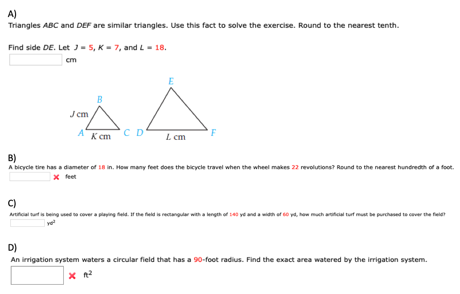 Solved A Triangles Abc And Def Are Similar Triangles Use 4009