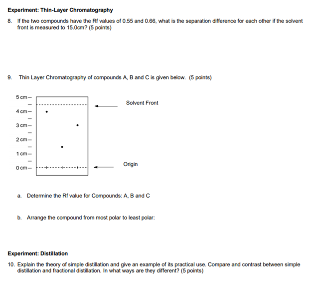 Solved Experiment: Thin-Layer Chromatography 8. If The Two | Chegg.com