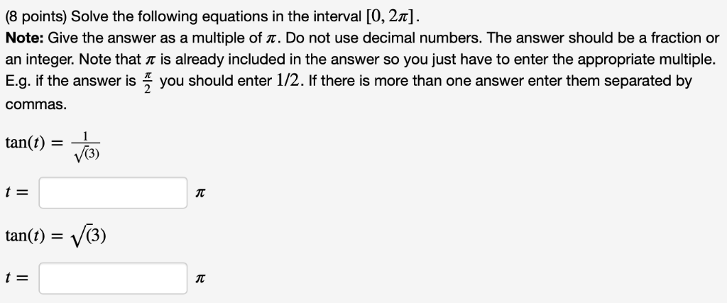 Solved (8 points) Solve the following equations in the | Chegg.com
