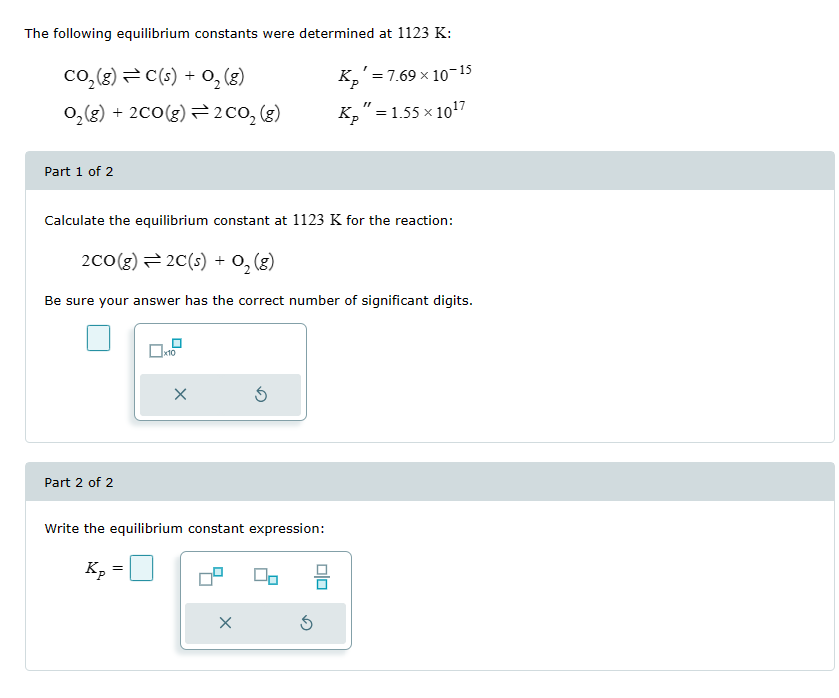 solved-the-following-equilibrium-constants-were-determined-chegg