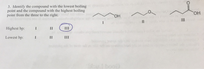 Solved 3. Identify the compound with the lowest boiling | Chegg.com