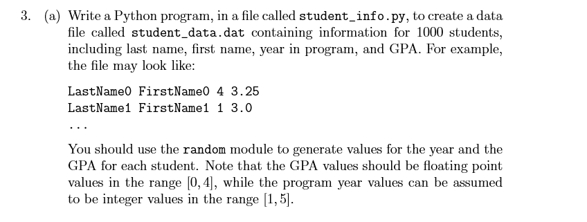 Solved 3. (a) Write a Python program, in a file called | Chegg.com