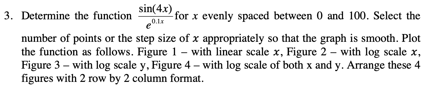 Solved 0.1x e sin(4x) 3. Determine the function -for x | Chegg.com