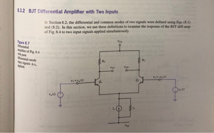 Solved 8.124 Consider the BJT differential amplifier of Fig. | Chegg.com