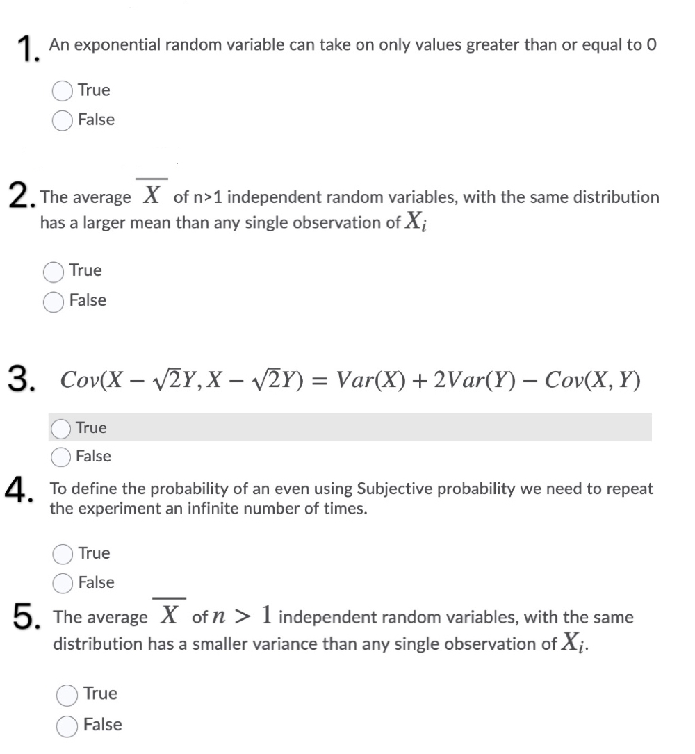 Solved 1. An exponential random variable can take on only | Chegg.com