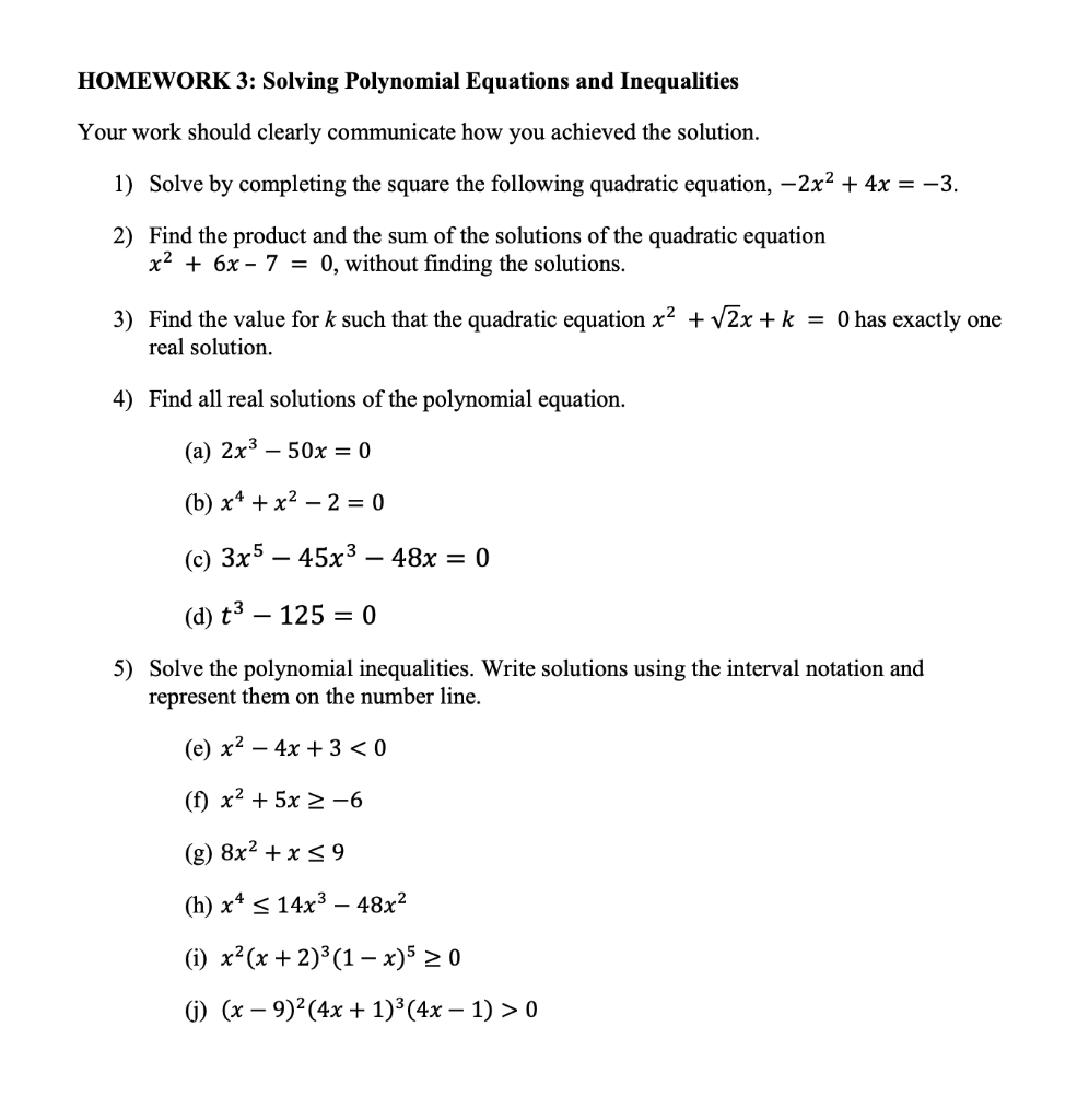 homework 3 polynomial functions