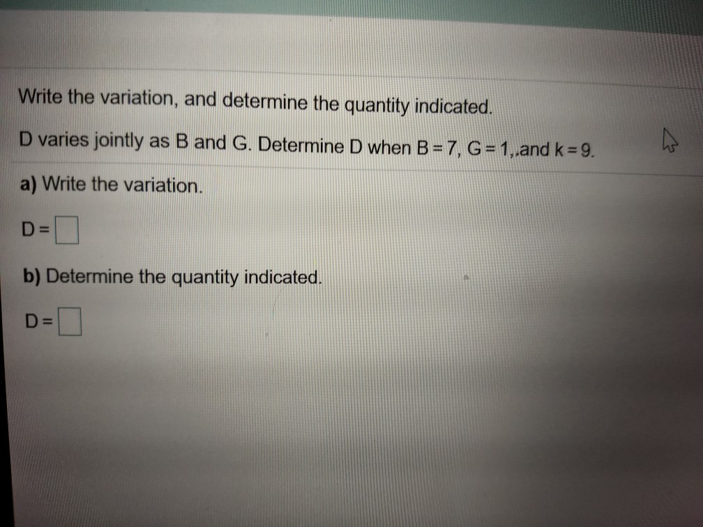 Solved Write the variation, and determine the quantity | Chegg.com