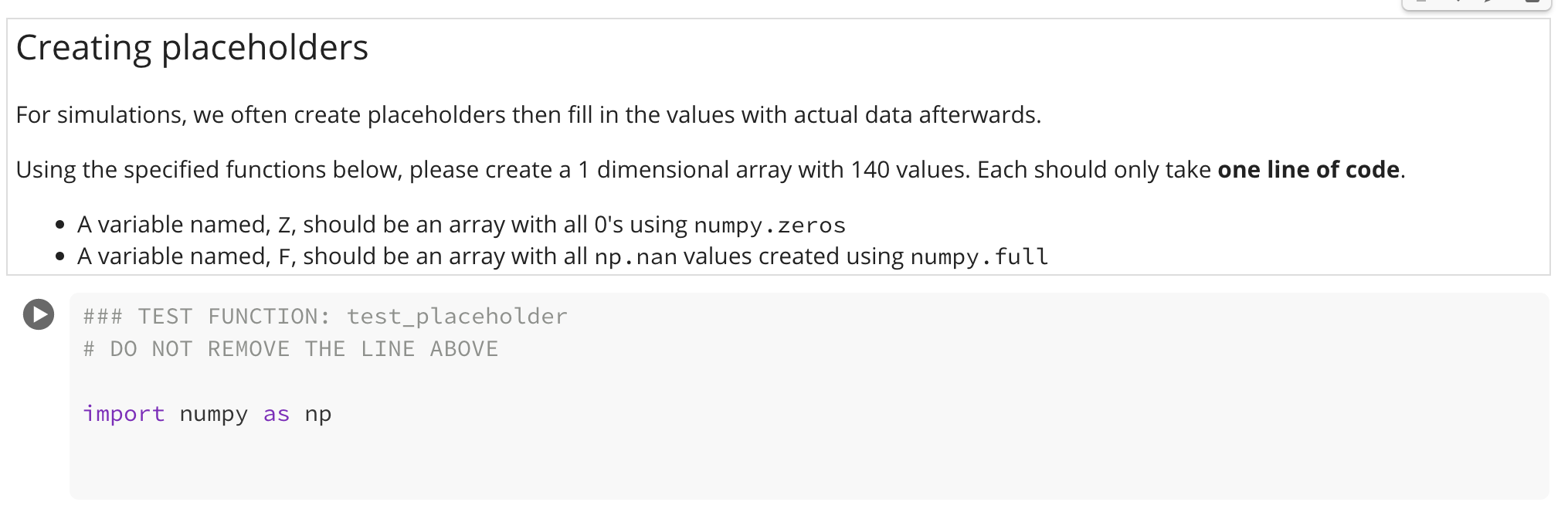 Solved Creating placeholders Eor simulations, we often | Chegg.com