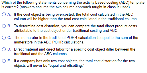 Solved Which of the following statements concerning the | Chegg.com