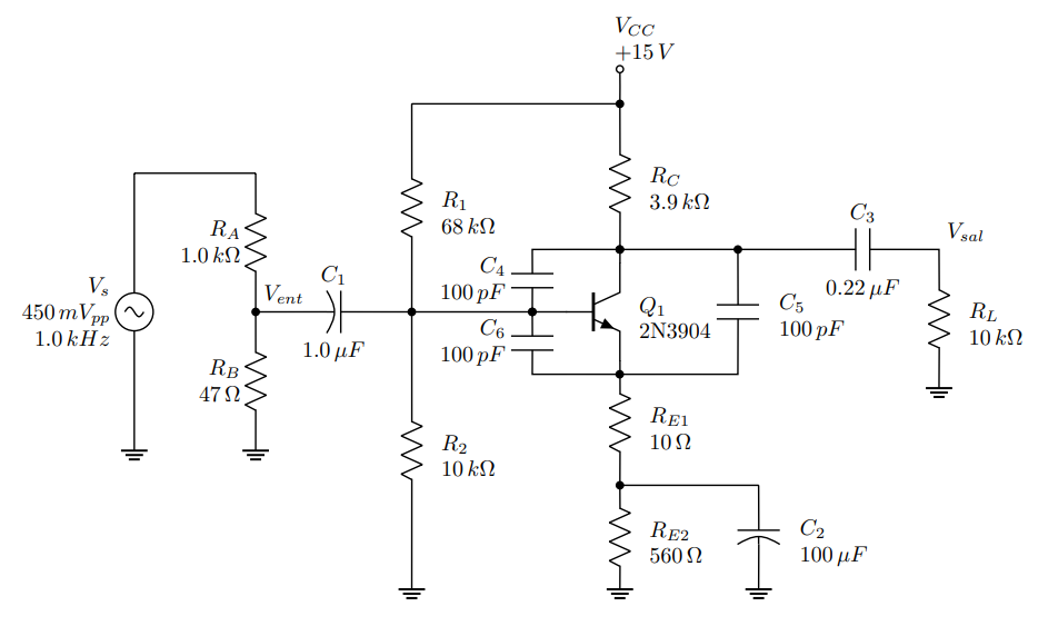 Solved For the following high frequency amplifier calculate | Chegg.com