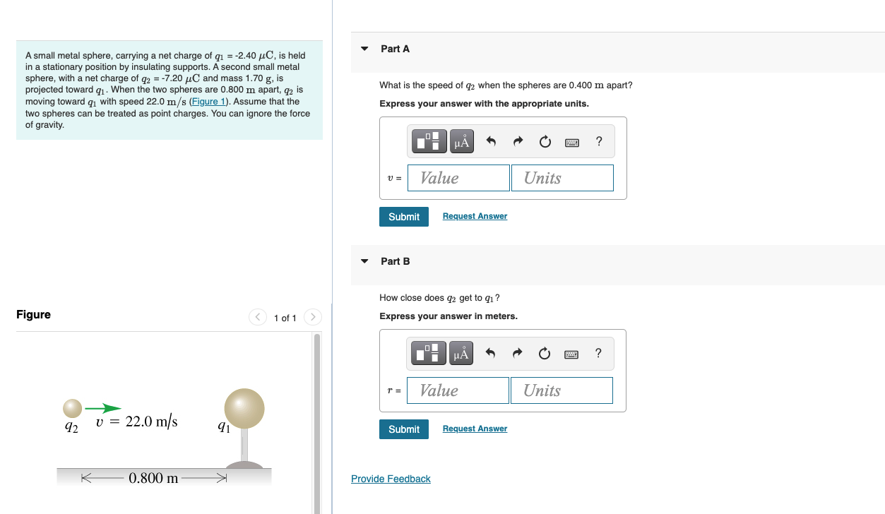 Solved Part A A small metal sphere, carrying a net charge of