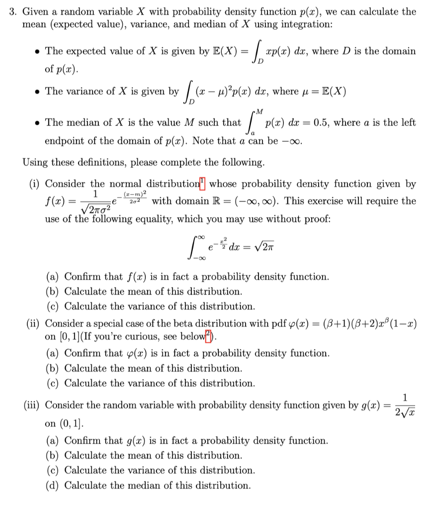 Solved 3 Given A Random Variable X With Probability Dens Chegg Com