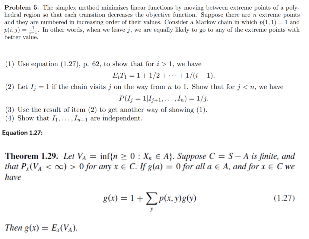 Solved Problem 5 The Simplex Method Minimizes Linear Fun Chegg Com