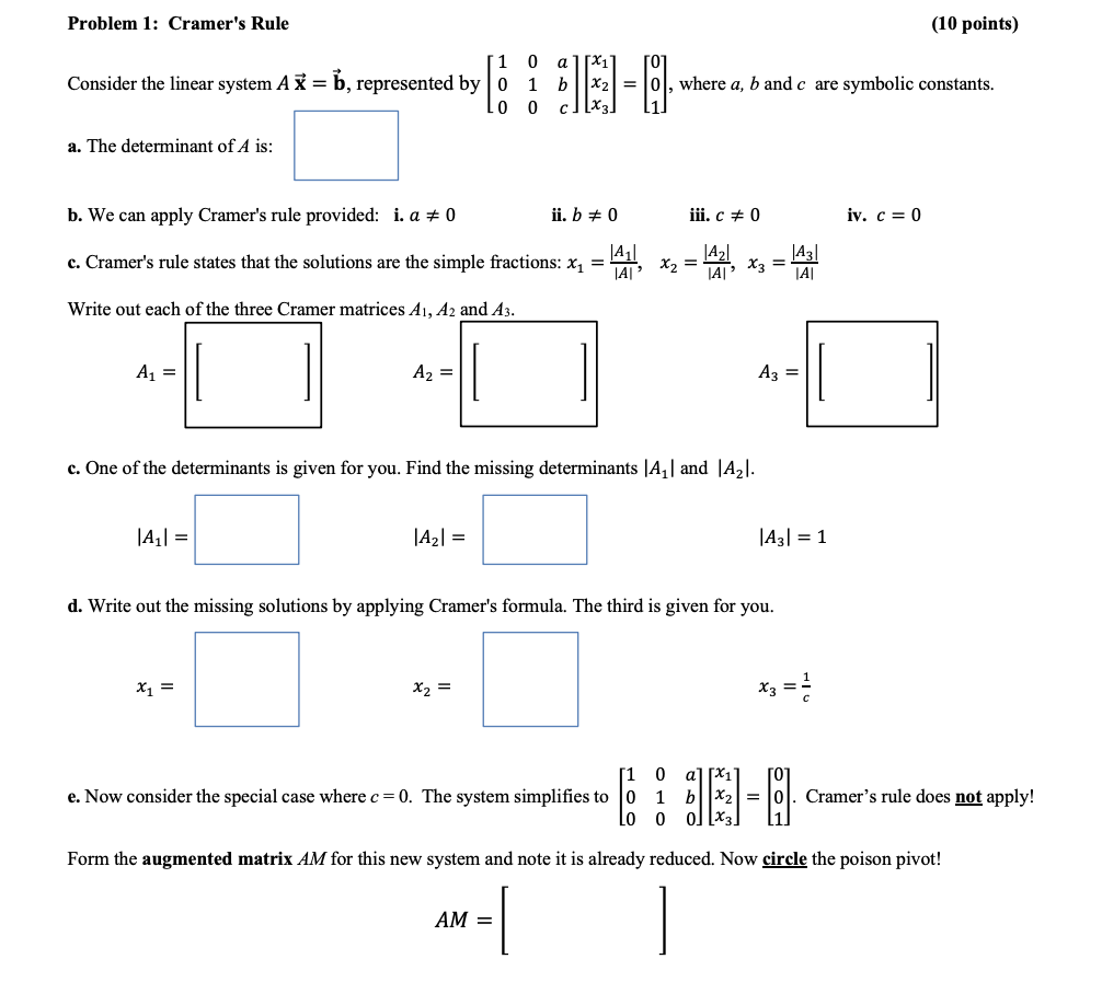 Solved Consider The Linear System Ax=b, Represented By | Chegg.com