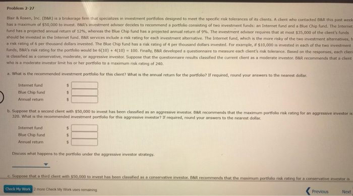 Problem 2-27 Blair & Rosen, Inc. (B8R) Is A Brokerage | Chegg.com