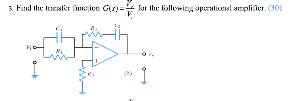 Solved Find the transfer function G(s)=VoVi ﻿for the | Chegg.com