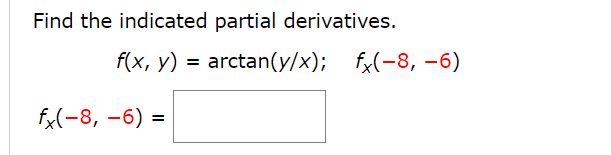 partial derivatives of arctan y x