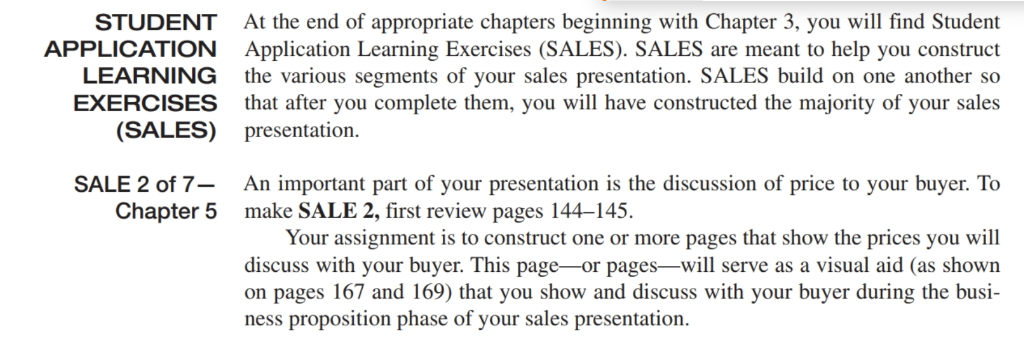 STUDENT APPLICATION LEARNING EXERCISES (SALES) At The | Chegg.com