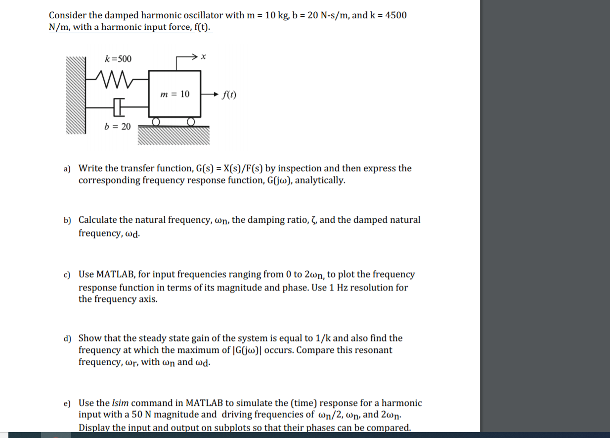 Solved Consider The Damped Harmonic Oscillator With M 1 Chegg Com