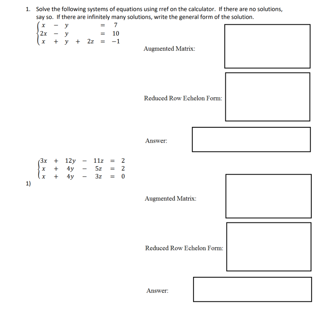 Solved 1. Solve the following systems of equations using | Chegg.com