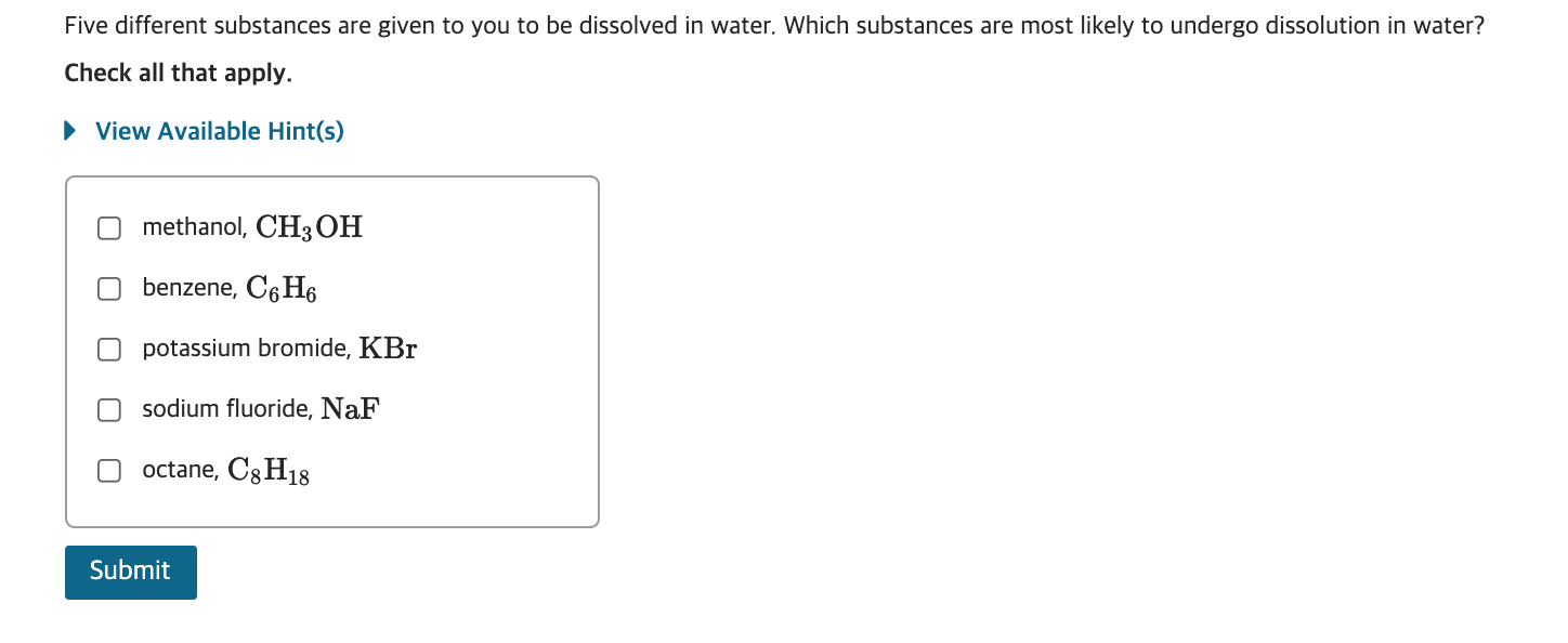 Solved Five different substances are given to you to be | Chegg.com