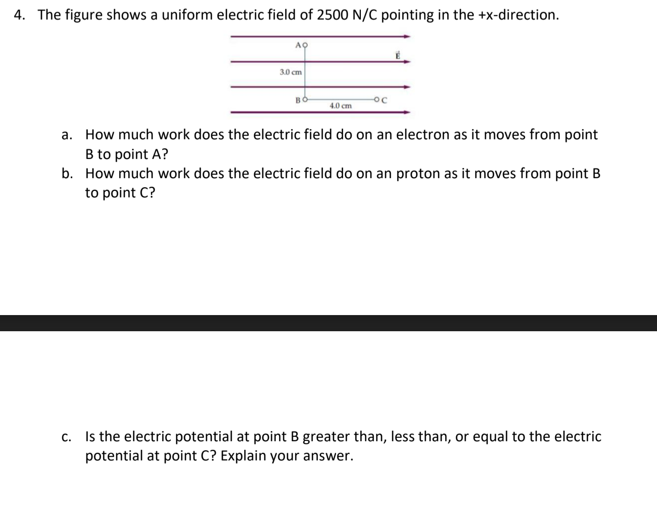 Solved 4 The Figure Shows A Uniform Electric Field Of 25 Chegg Com