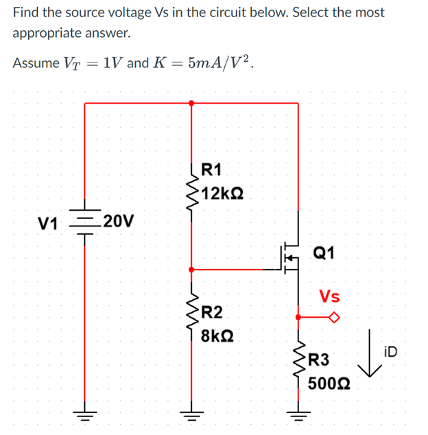 Solved Find the source voltage Vs in the circuit below. | Chegg.com