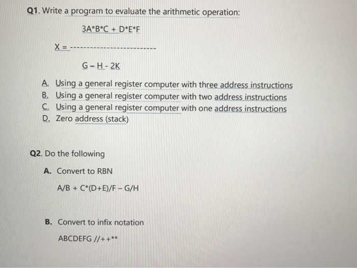 Solved Q1. Write a program to evaluate the arithmetic | Chegg.com
