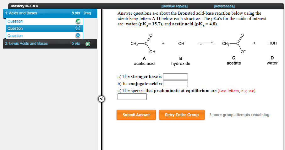 Solved 5 pts 2rea Mastery III- Ch 4 1. Acids and Bases | Chegg.com