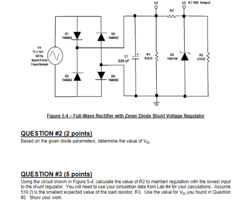 Solved Figure 5−4 - Full-Wave Rectifier with Zener Diode | Chegg.com