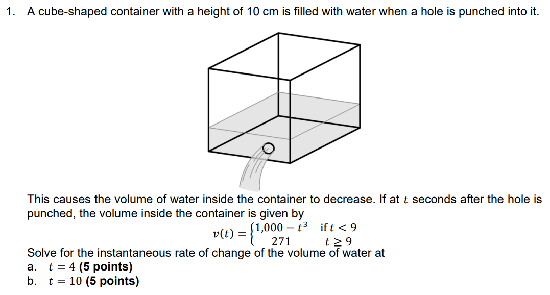 Solved 1. A cubeshaped container with a height of 10 cm is