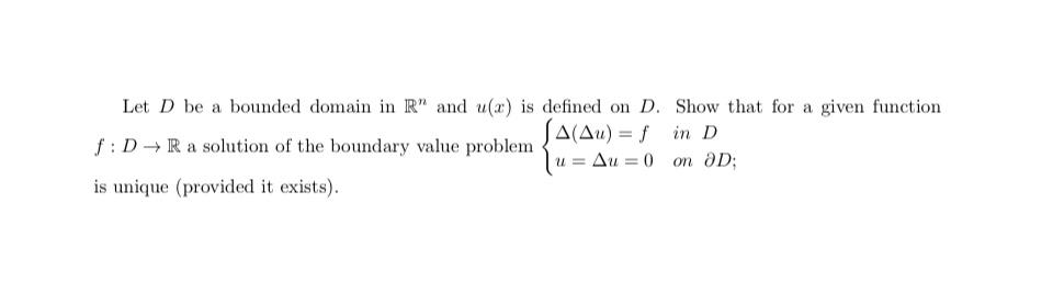 Solved Let D be a bounded domain in Rn and u(x) is defined | Chegg.com