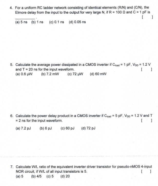 Solved 4 For A Uniform Rc Ladder Network Consisting Of I Chegg Com